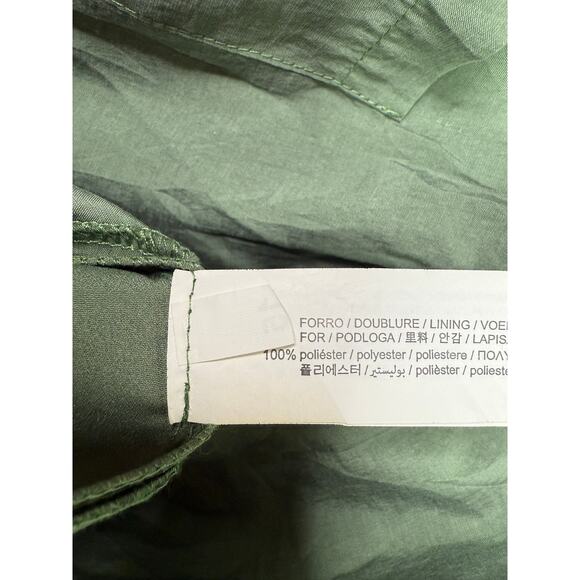 Zara Long Sleeve Tunic Wrap Style Mini Dress Collard V Neck Button M Olive Green - Picture 10 of 15